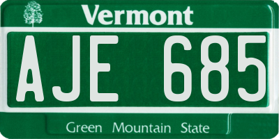VT license plate AJE685