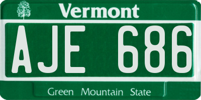 VT license plate AJE686