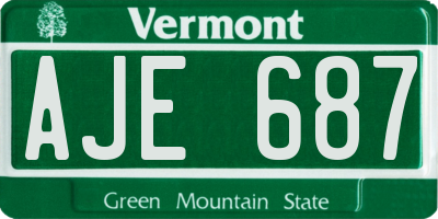 VT license plate AJE687