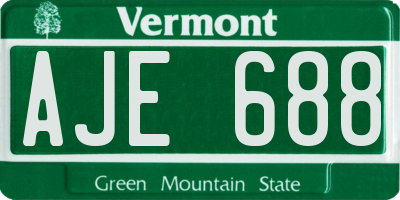 VT license plate AJE688