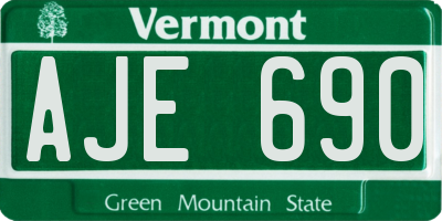 VT license plate AJE690
