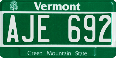 VT license plate AJE692
