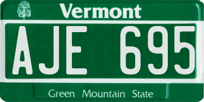 VT license plate AJE695