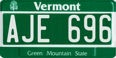 VT license plate AJE696