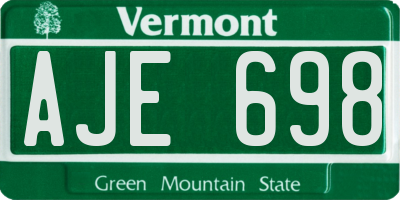 VT license plate AJE698