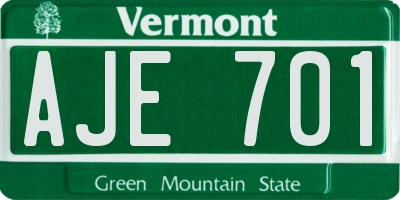 VT license plate AJE701