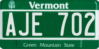 VT license plate AJE702