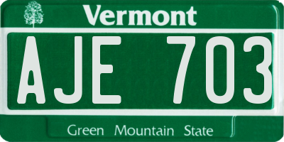 VT license plate AJE703