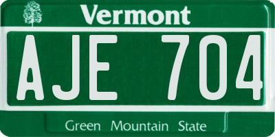 VT license plate AJE704