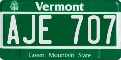 VT license plate AJE707