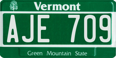 VT license plate AJE709