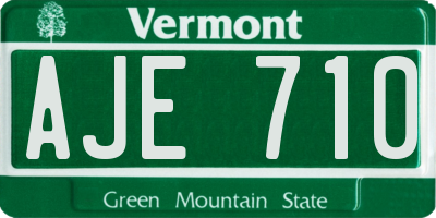 VT license plate AJE710