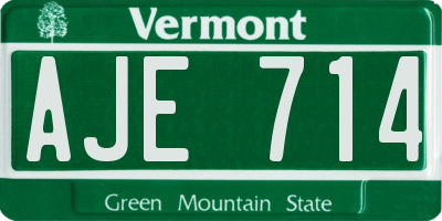 VT license plate AJE714