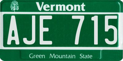 VT license plate AJE715