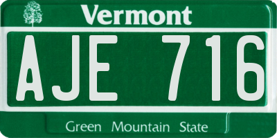 VT license plate AJE716