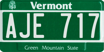 VT license plate AJE717