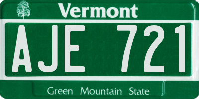 VT license plate AJE721