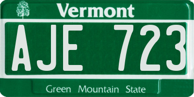 VT license plate AJE723