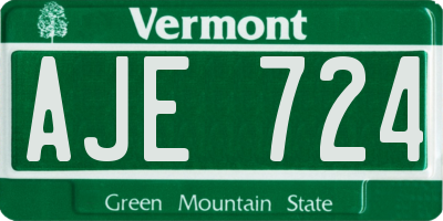 VT license plate AJE724