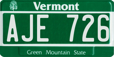 VT license plate AJE726