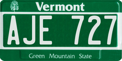 VT license plate AJE727
