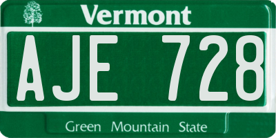 VT license plate AJE728