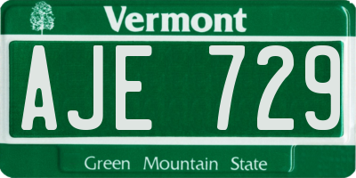 VT license plate AJE729