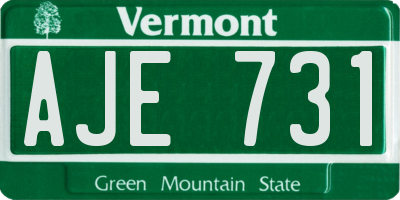 VT license plate AJE731