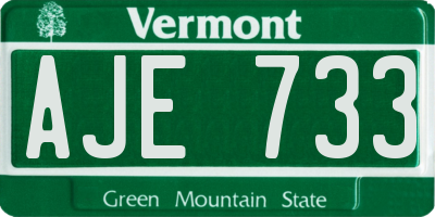 VT license plate AJE733