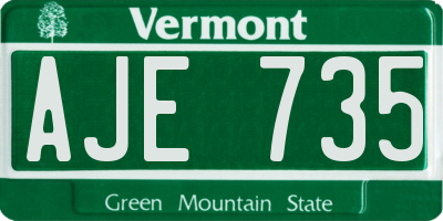 VT license plate AJE735