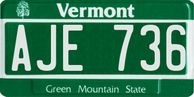 VT license plate AJE736