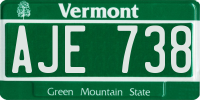 VT license plate AJE738