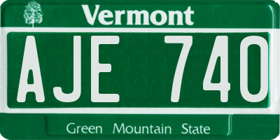 VT license plate AJE740