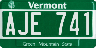 VT license plate AJE741