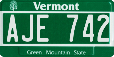 VT license plate AJE742