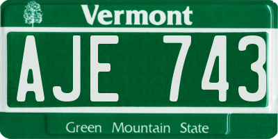 VT license plate AJE743