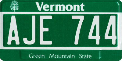 VT license plate AJE744