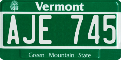 VT license plate AJE745
