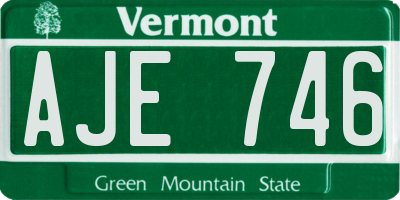 VT license plate AJE746