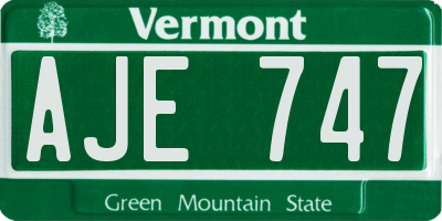 VT license plate AJE747