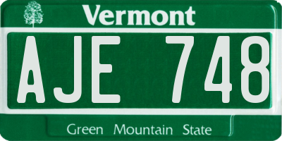 VT license plate AJE748