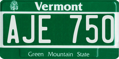 VT license plate AJE750