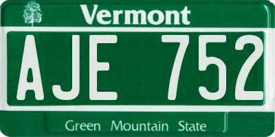 VT license plate AJE752