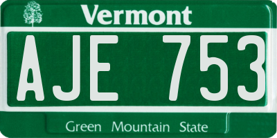 VT license plate AJE753
