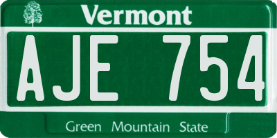 VT license plate AJE754