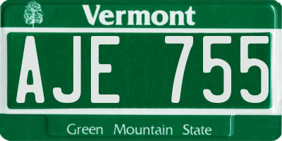 VT license plate AJE755