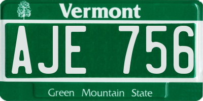 VT license plate AJE756