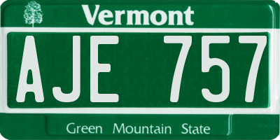 VT license plate AJE757