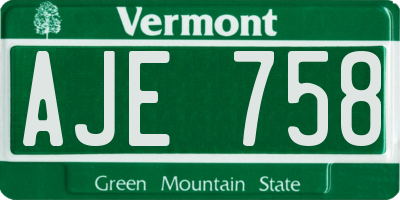 VT license plate AJE758