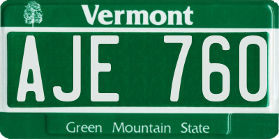 VT license plate AJE760